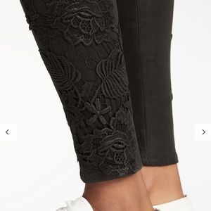 J Brand Mid Rise Skinny Coated Jeans, Black Lace